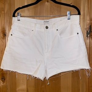 FRAME White denim shorts